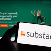 What is substack and how to get started with logo of substack with green background desk image